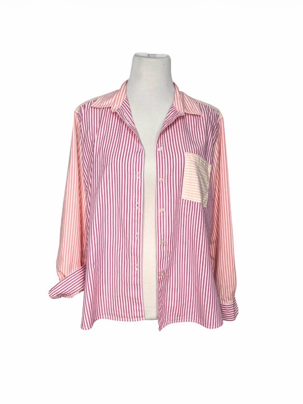 LOFT Colorblock Striped Button-Down Shirt | Women's Size Large